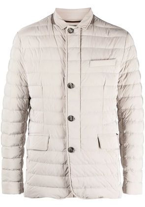 Moorer calf leather button-up coat - Neutrals