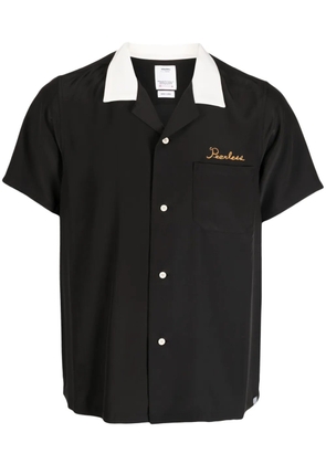 visvim logo-embroidered silk shirt - Black