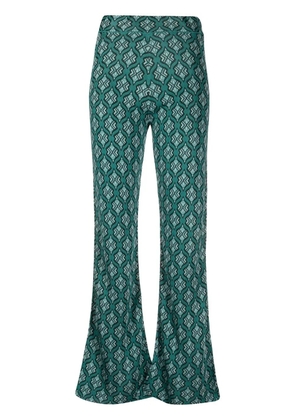 PAULA Moonstone flared jacquard trousers - Green