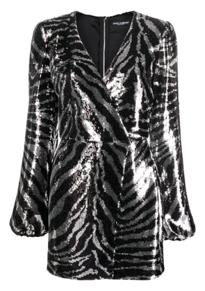 Dolce & Gabbana zebra sequin wrap dress - Black