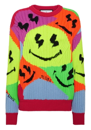 Philipp Plein smile-intarsia ribbed-knit jumper - Green