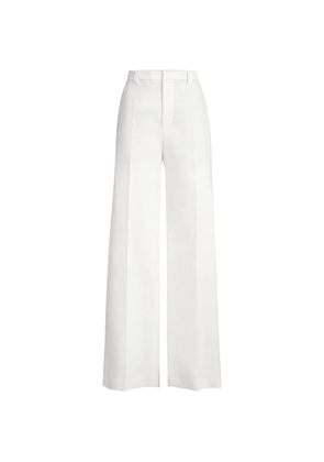 Brunello Cucinelli cotton and paper yarn diagonal loose flared trousers with monili - White