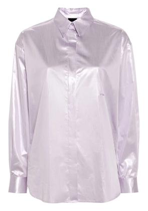 PINKO logo-embroidered metallic shirt - Purple