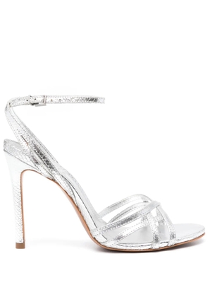 Schutz 110mm snakeskin-effect leather sandals - Silver