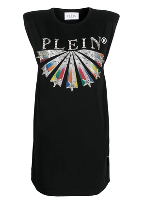 Philipp Plein embellished logo-print T-shirt dress - Black