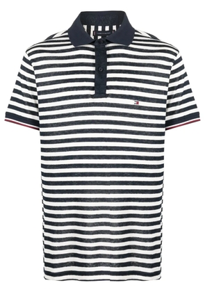 Tommy Hilfiger logo-patch striped polo shirt - White