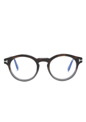 TOM FORD Eyewear tortoiseshell-effect round-frame glasses - Brown