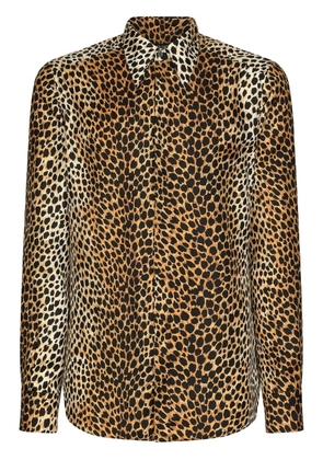 Dolce & Gabbana leopard-print long-sleeve shirt - Brown