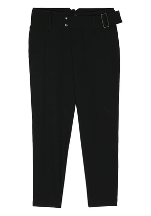 Yohji Yamamoto gabardine belted tapered trousers - Black