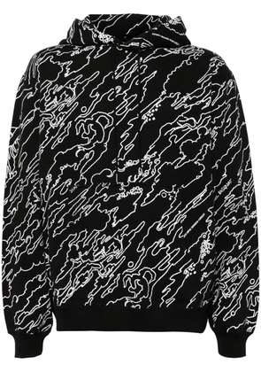 Maharishi graphic-print cotton hoodie - Black
