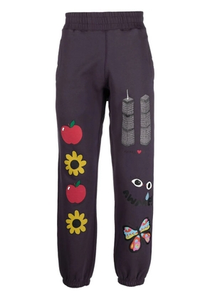 Awake NY graphic-print elasticated track-pants - Purple