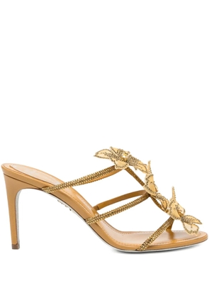 René Caovilla 80mm peach-flower sandals - Brown