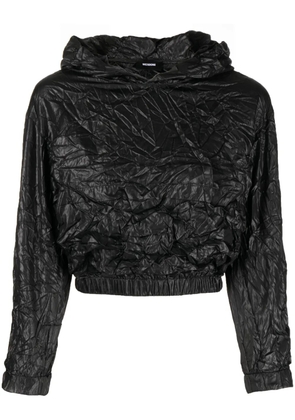 We11done crinkle-effect cropped hoodie - Black