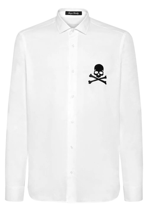Philipp Plein Skull&Bones long-sleeve cotton shirt - White