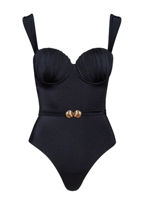Noire Swimwear belted ruched balconette swimsuit - Black