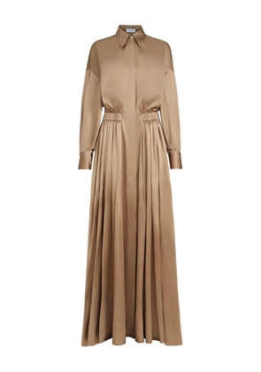 Brunello Cucinelli monili-detail silk maxi dress - Brown
