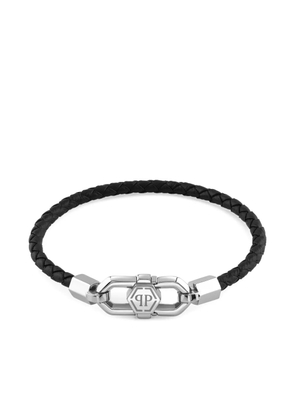 Philipp Plein braided leather bracelet - Silver