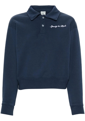 Sporty & Rich logo-embroidered cotton polo shirt - Blue