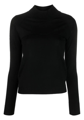 Patrizia Pepe long-sleeved cut-out wool T-shirt - Black
