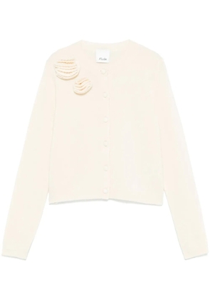 Allude floral-appliqué cardigan - Neutrals