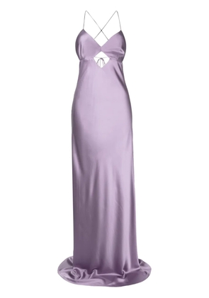 Michelle Mason cut out-detail silk maxi dress - Purple