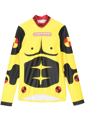 Walter Van Beirendonck Dummy-print long-sleeve cycling top - Yellow