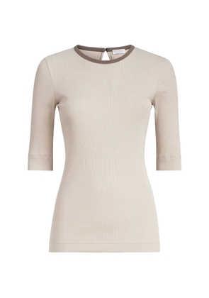 Brunello Cucinelli ribbed trim top - Neutrals