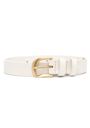 FRAME logo-engraved buckle leather belt - White