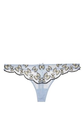 Fleur Du Mal Farfalle embroidered thong - Blue