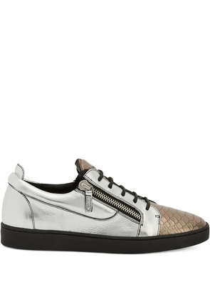 Giuseppe Zanotti Frankie leather zip-detail sneakers - Silver