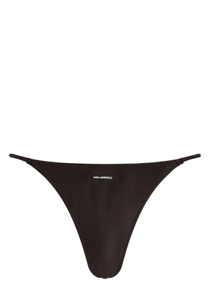 Karl Lagerfeld logo-appliquéd satin thong - Black