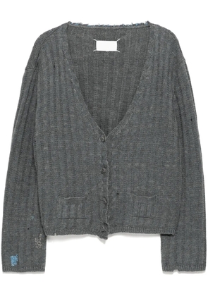 Maison Margiela distressed plunging cardigan - Grey