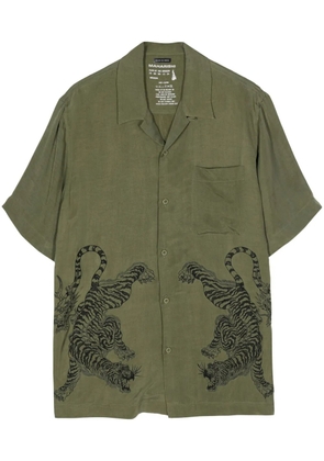 Maharishi tiger-embroidered short-sleeve shirt - Green