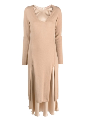 TWINSET long-sleeve layered jumper dress - Brown