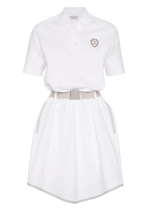 Brunello Cucinelli cotton-blend polo dress - White