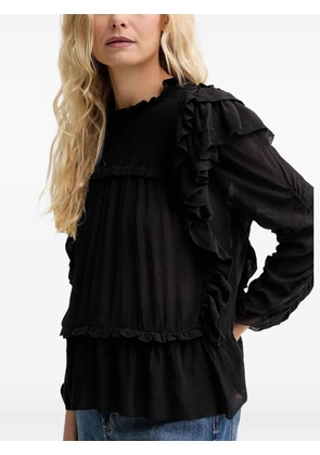 MUNTHE Crisp smocked ruffled blouse - Black
