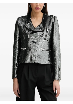 IRO Luzia sequin-embellished biker jacket - Grey