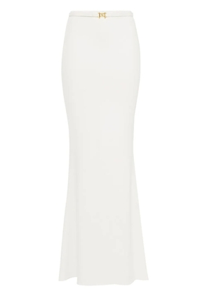 Elisabetta Franchi belted crepe maxi skirt - White