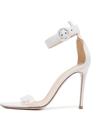 Gianvito Rossi 100mm Portofino buckle clear-strap sandal - White