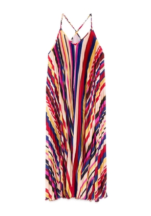 FARM Rio diagonal-stripes pleated midi dress - Red