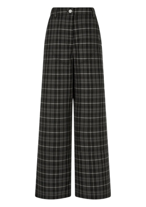 TOMBOY tartan check-pattern wide-leg trousers - Black
