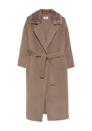 Betta Corradi panelled-collar belted coat - Neutrals