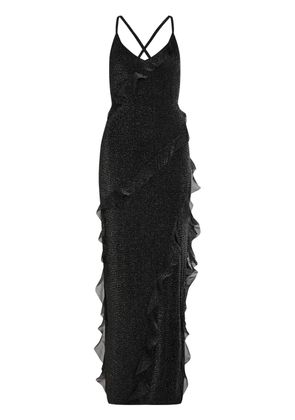 Karl Lagerfeld lurex ruffle maxi dress - Black