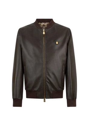 Billionaire zip-fastening leather jacket - Brown