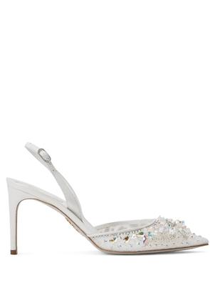 René Caovilla Cinderella 80mm leather pumps - White