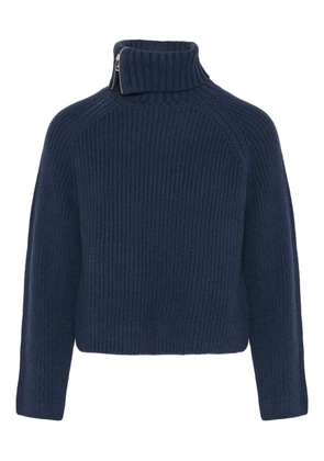 Yves Salomon zip knitted sweater - Blue