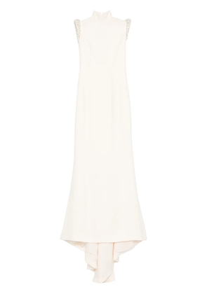 JEAN-LOUIS SABAJI crystal-embellished crepe dress - White