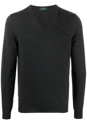 Zanone V-neck virgin-wool jumper - Grey