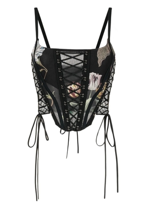 Monse graphic-print lace-up corset - Black
