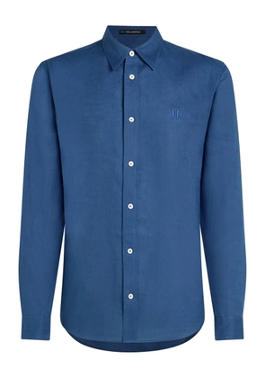 Karl Lagerfeld monogram-embroidered linen shirt - Blue